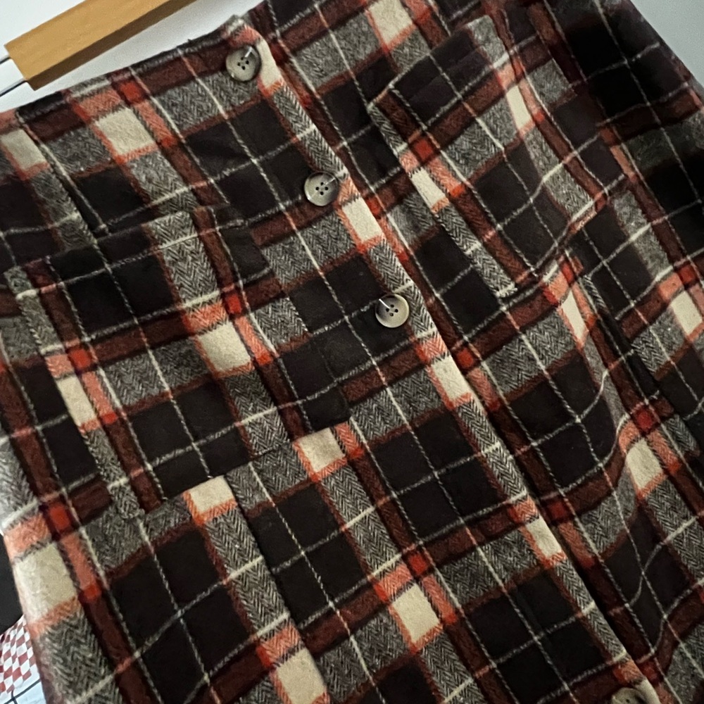 Plaid Button-Up Skirt